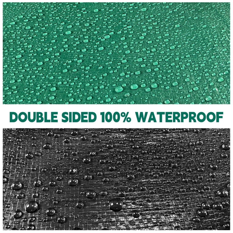 MVPNET Tarp 10x12 ft Heavy Duty 100% Waterproof 10mil,UV Resistant,Durable Grommets and Reinforced Edges Green/Black Tarp for Camping, Swimming Pools,Car Coverage -by MVPNET - Image 3